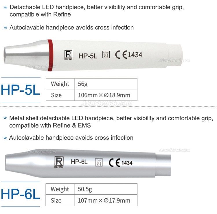 Refine® HP1/HP3/HP5L/HP6L Dental Ultrasonic Scaler Handpiece (Compatible with EMS Woodpecker)